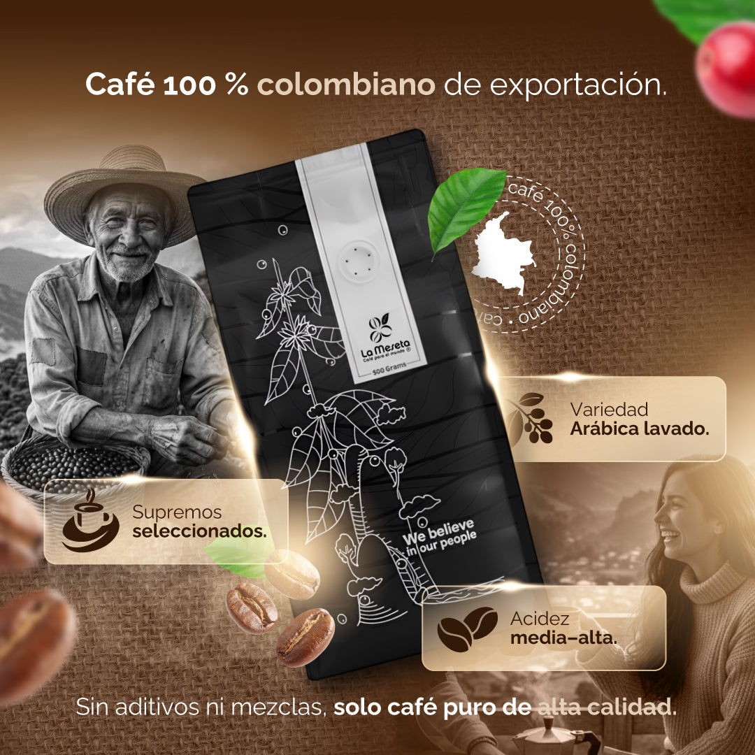 "Preparación de una taza de café gourmet La Meseta."